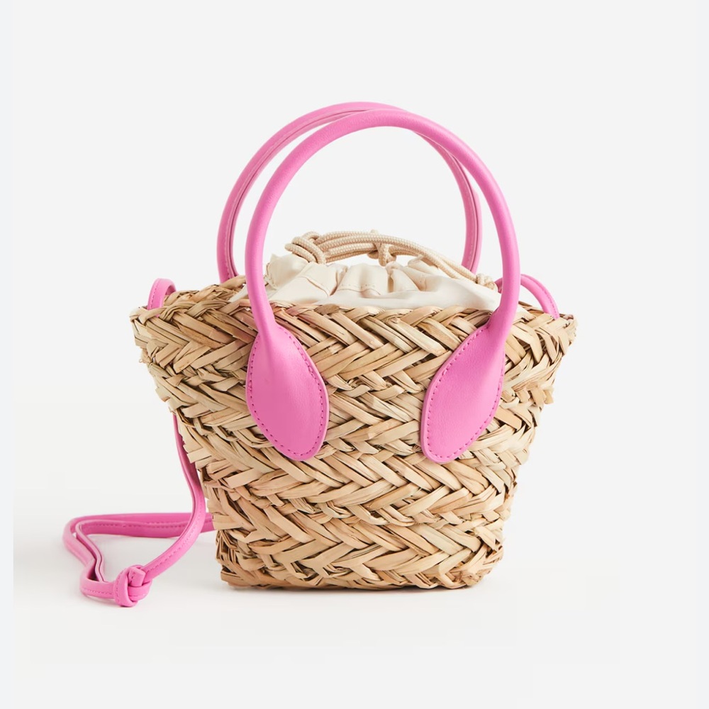 H&M Pink and Tan Mini Woven Bag